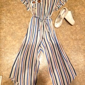 Beachy strip jumpsuit
